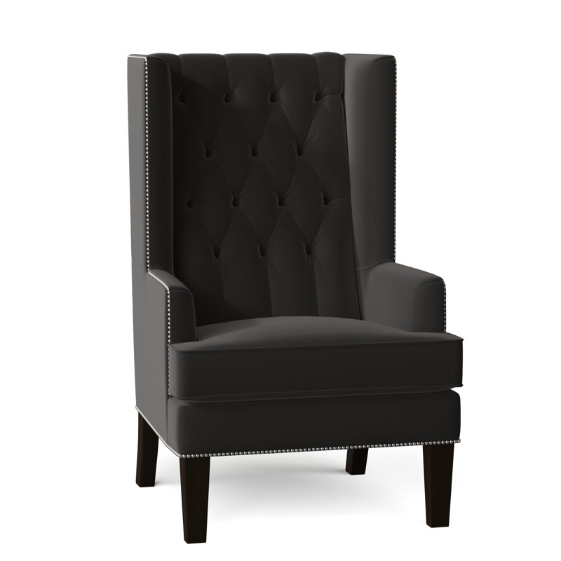 Searle Upholstered Wingback Chair, Klein Black, Natural