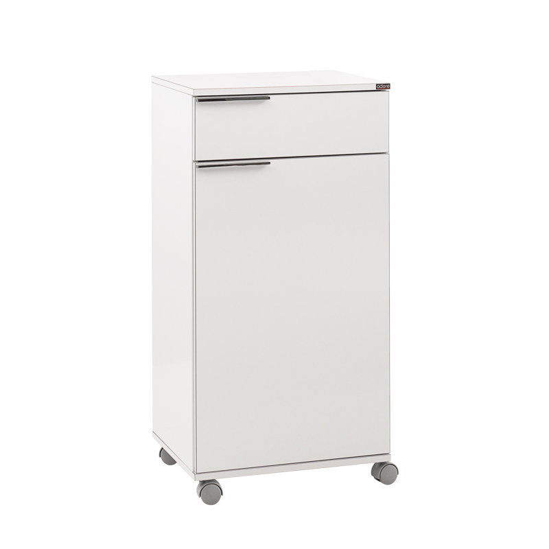 Multi-Purpose Cabinet with Wheeled Legs, White, 19.7 x 39.4 x 15.7 inches | Coated Particle Board, Thickness: 0.6 inches | Features 1 Drawer, Wall-Mountable Design, Perfect for Modern Home & Office Storage
