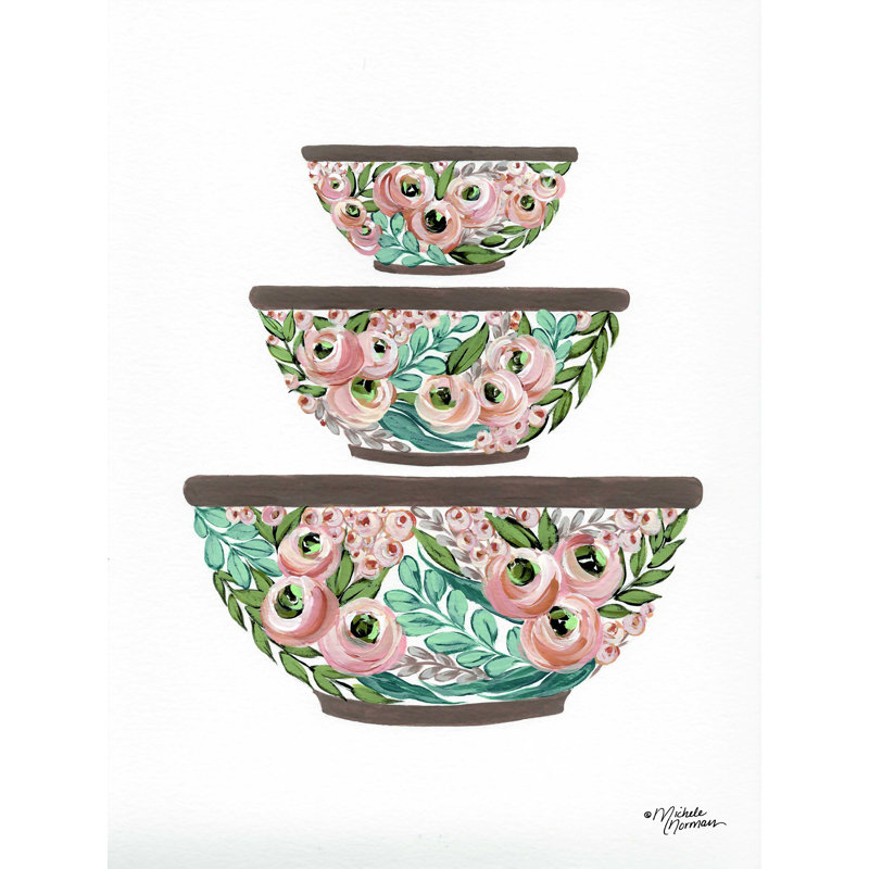 «Floral Mixing Bowls», impression sur toile tendue, H 16 po x l 12 po