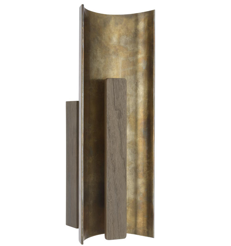 Anne-Marie Barton Remi 18" Sconce, Mottled Brass/Warm Walnut