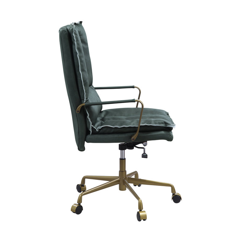 Luxurious Dark Green Top Grain Leather Executive Swivel Chair