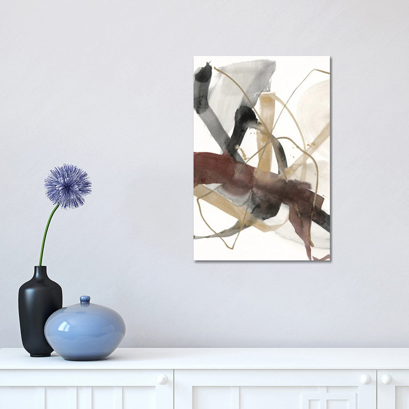 Burgundy Interjection I by Jennifer Goldberger - Wrapped Canvas Painting, 30.48 cm H x 45.72 cm W