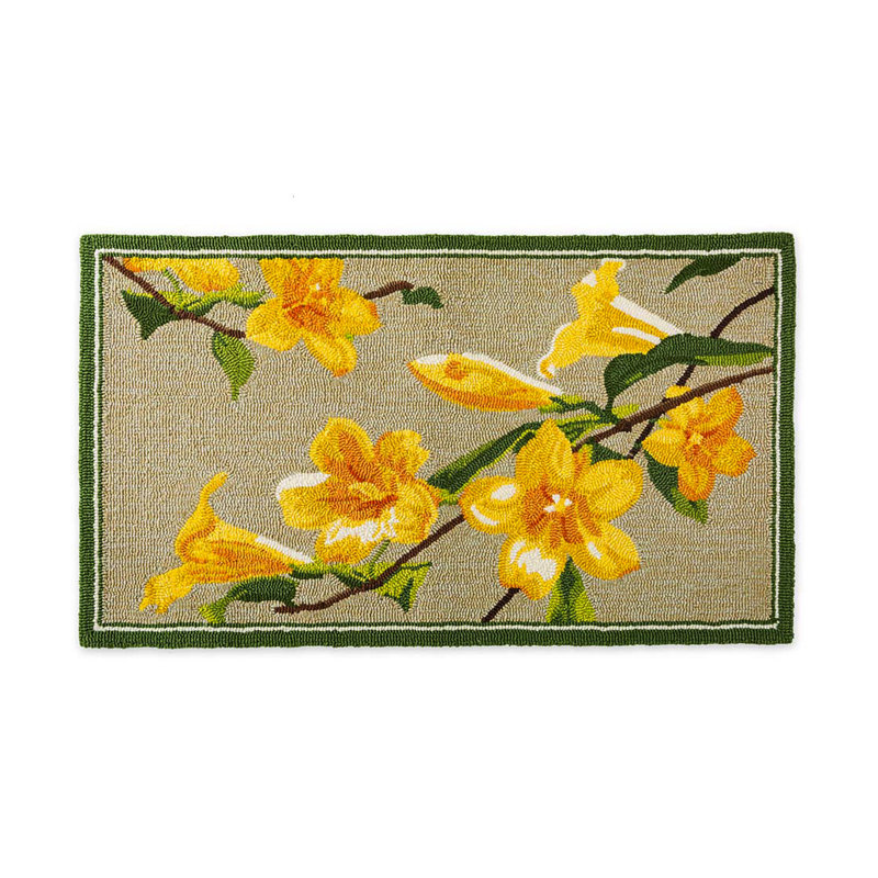 Tapis intérieur / extérieur en polypropylène à crochets jaunes Jasmine