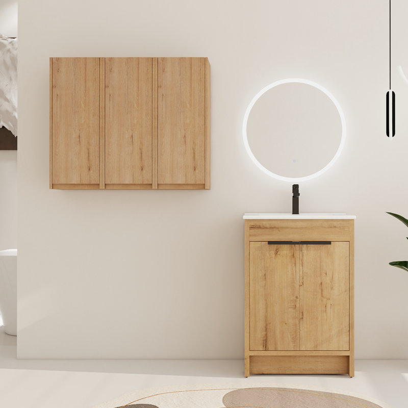 Ensemble de meuble-lavabo simple 24 po Diandrea avec 2 portes et lavabo en céramique, 24"