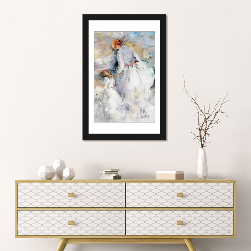« my fille », reproduction sur toile, H 32 po x l 24 po x P 1 po, Papier d'art encadré noir, Blanc