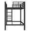 Lit mezzanine simple en métal noir avec support stable, double échelle latérale et style élégant et élégant dans un dortoir