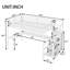 Lit mezzanine double avec bureau en L et USB, lit mezzanine en métal avec garde-robe et tablette ajustable, lit mezzanine haut avec DEL