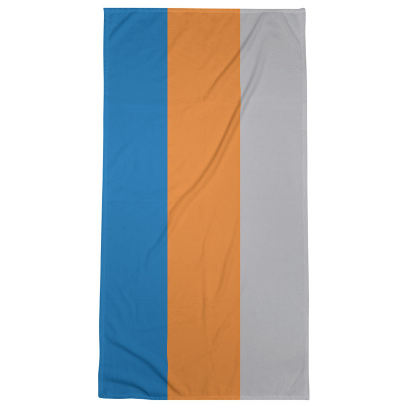 Cotton Blend Lightweight Bath Towel, Blue/Orange/Silver