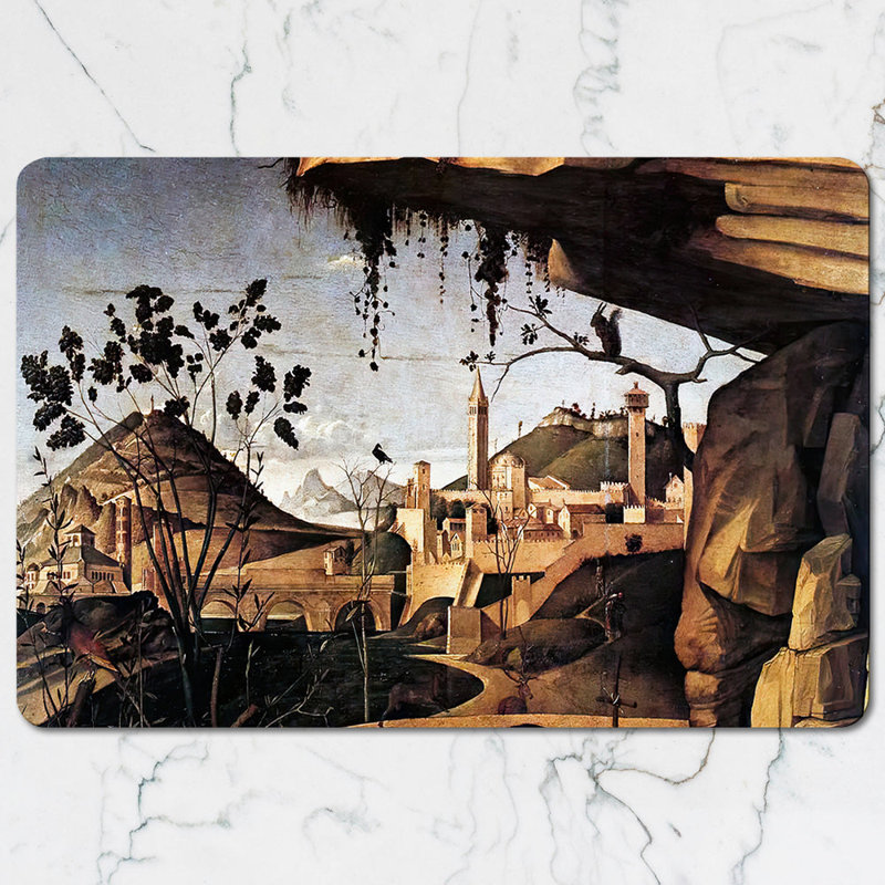 Vintage Landscape Placemat And Coaster Set Featuring City Town Scene