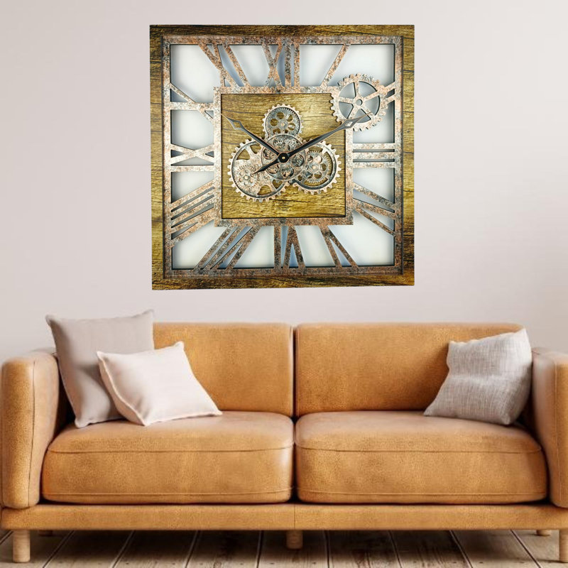 Solid Wood Wall Clock, Gold