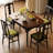 Brown+Black Rectangular Solid Wood Dining Table-280961712