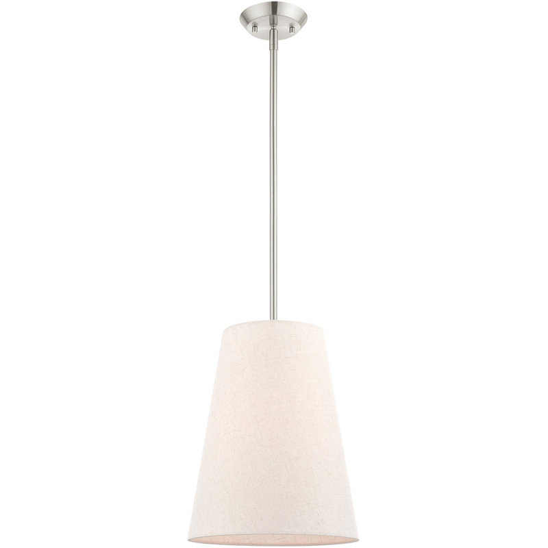 Luminaire suspendu conique à 1 lumière Mahe, Nickel brossé, H 19,25 po x l 11 po x P 11 po