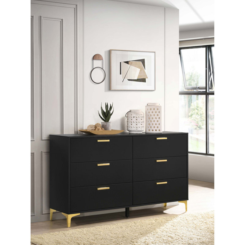 Commode rectangulaire à 6 tiroirs Lexie