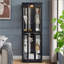 Élégante vitrine vitrée éclairée - Rangement à cadre en bois pour le salon, la cuisine et le garde-manger - Ampoule incluse - Idéal pour le vin, les jouets et les objets de collection