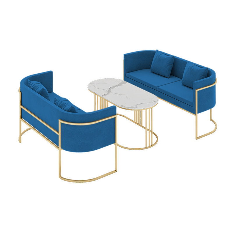 Velvet Fabric Double Sofa Bench Set Of 2 Velvet Upholstered Bench, Blue