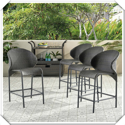 Ensemble de 4 tabourets de comptoir en rotin Robuste, durable, élégant, pratique et polyvalent