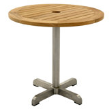 Avanti Teak Stainless Steel Outdoor Round Pedestal Table