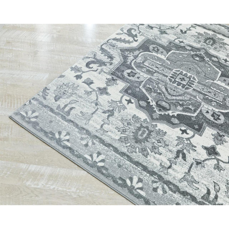 Tapis décoratif gris oriental Adagio, Rectangle 8 pi x 10 pi