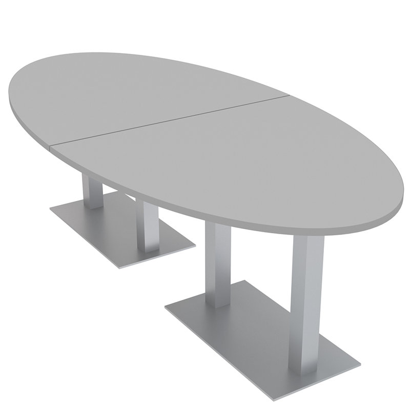 Table de conférence avec bases doubles, Gris clair, Chrome chrome, H 29 po x L 96 po x l 45 po
