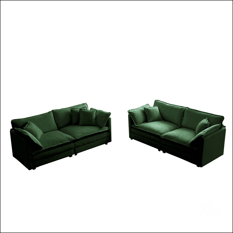 2 - Piece Living Room Set, Green Chenille