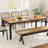 Patio Dining Table for 8 79'' Large Rectangle Table w/ Acacia Wood Tabletop
