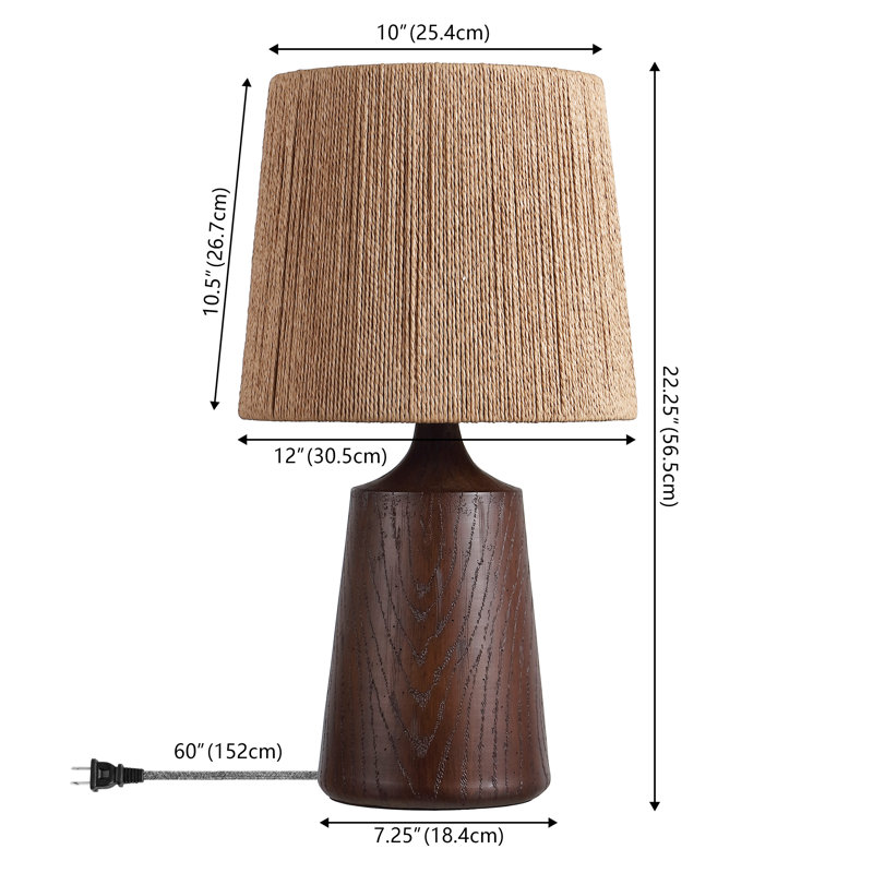 Lampe de table à DEL 22,25 po Highland Classic, Bois brun foncé