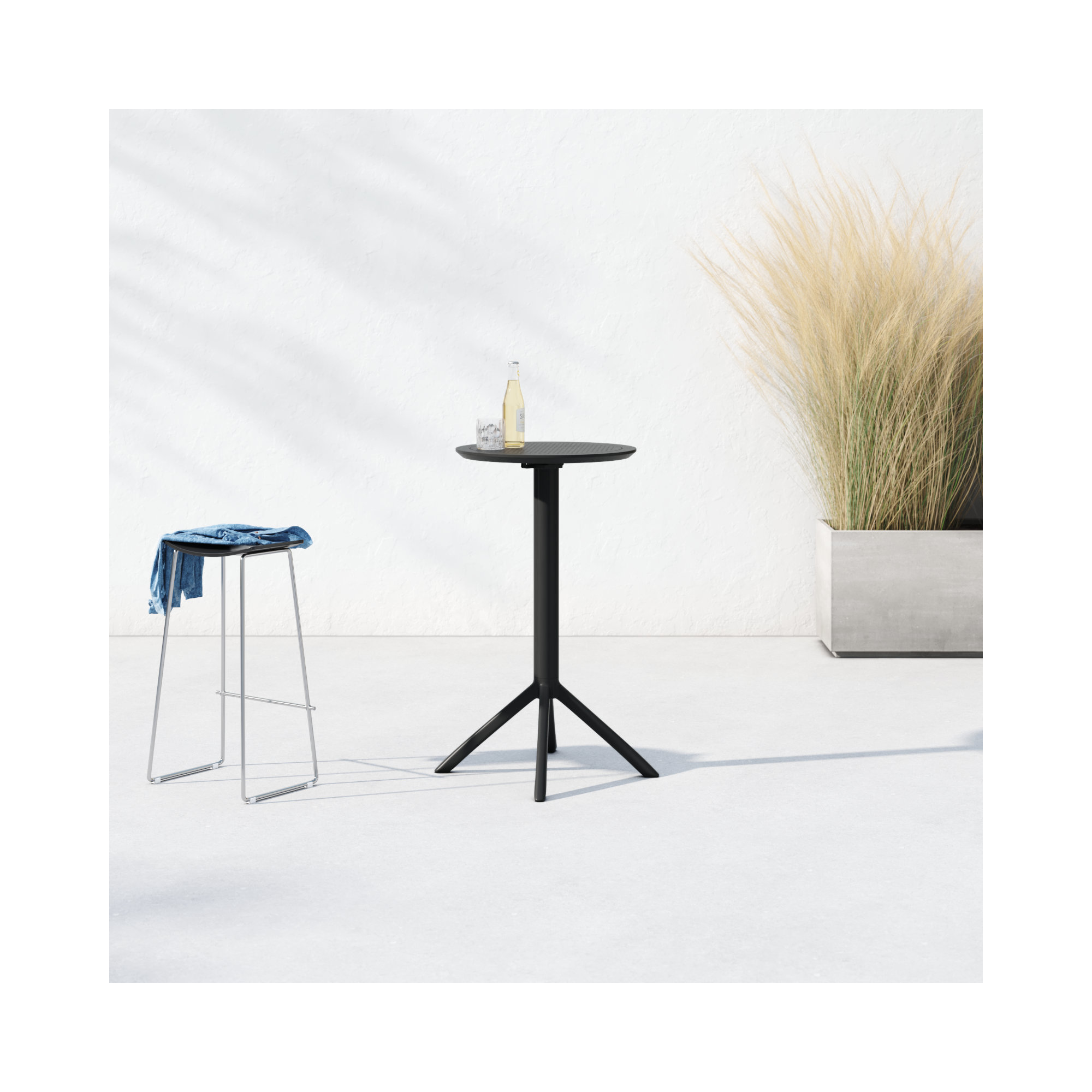 Plastic/Resin 2 - Person Round Table, 42.5'' H x 23.6'' W x 23.6'' L, Black