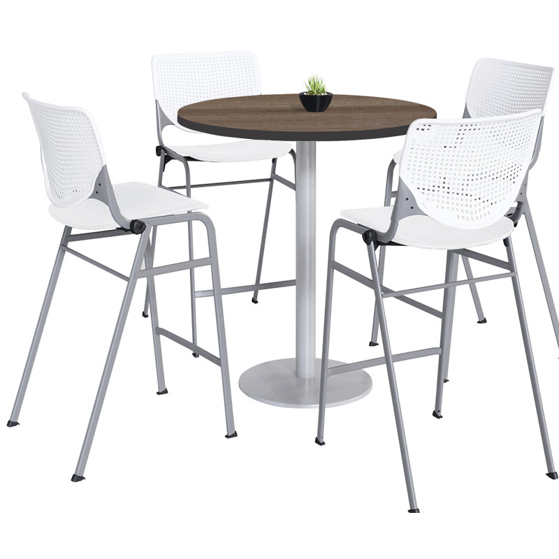 Mode - KOOL Ensembles de table ronde et de chaises pour salle de pause, H 41 po x L 36 po x l 36 po, Blanc / Bleu marine