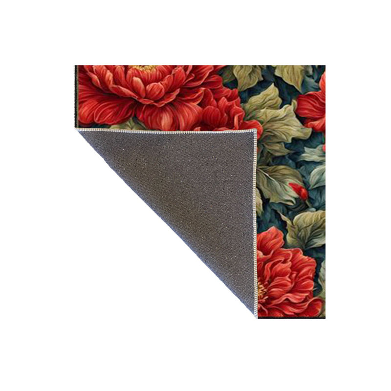 Tapis décoratif lavable à motif de roses rouges, Sous-tapis carré 3 pi 3 po inclus