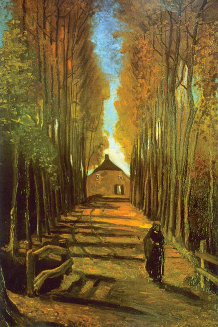 «Autumn Tree Lane» par Vincent Van Gogh - reproduction d'art sur toile tendue, H 30 po x l 20 po x P 0,5 po