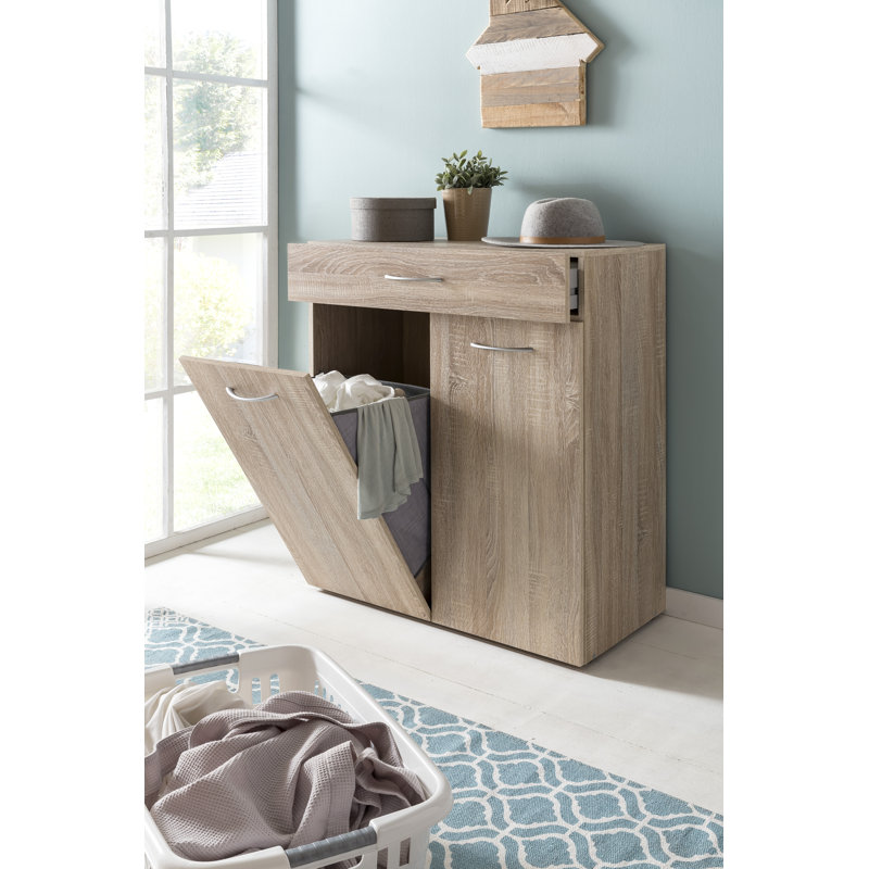 Alfrik Solid Wood 80cm W 1 - Drawer Chest of Drawers, Oak Sawed Raw