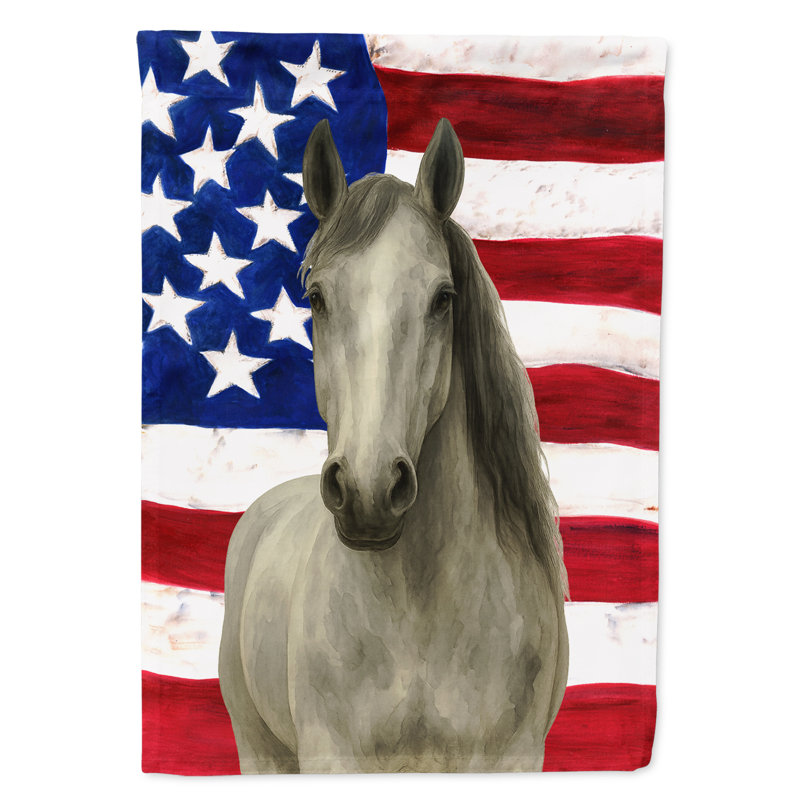 Drapeau de jardin américain gris Hanoverian gris, Taille du jardin, Cheval - Hanovrien - Gris