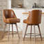 Modern Mid-Century Swivel Bar stool with Backs and Wood Legs-1770815068