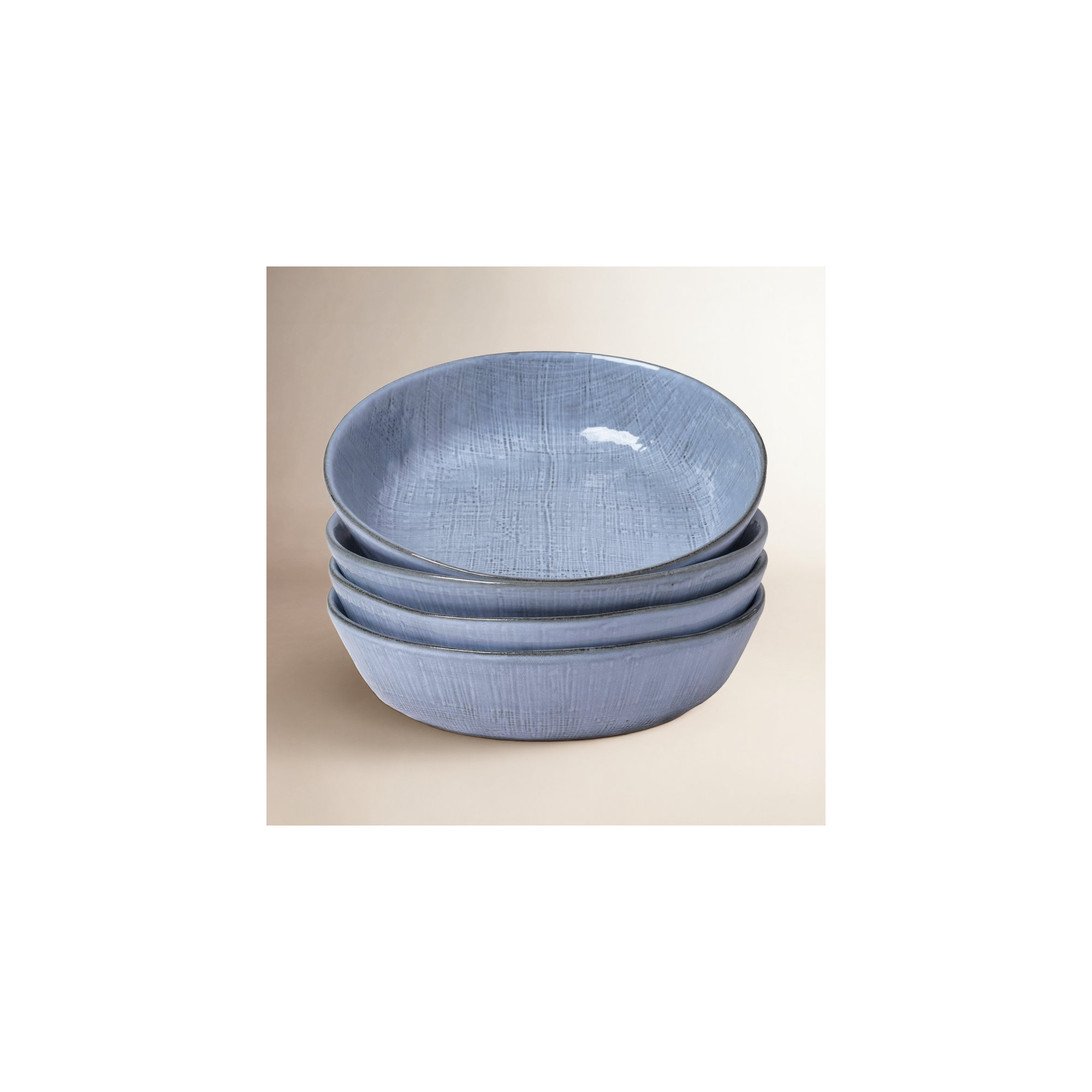 Esma Stoneware 32 Oz Large Pasta Bowl, Blue