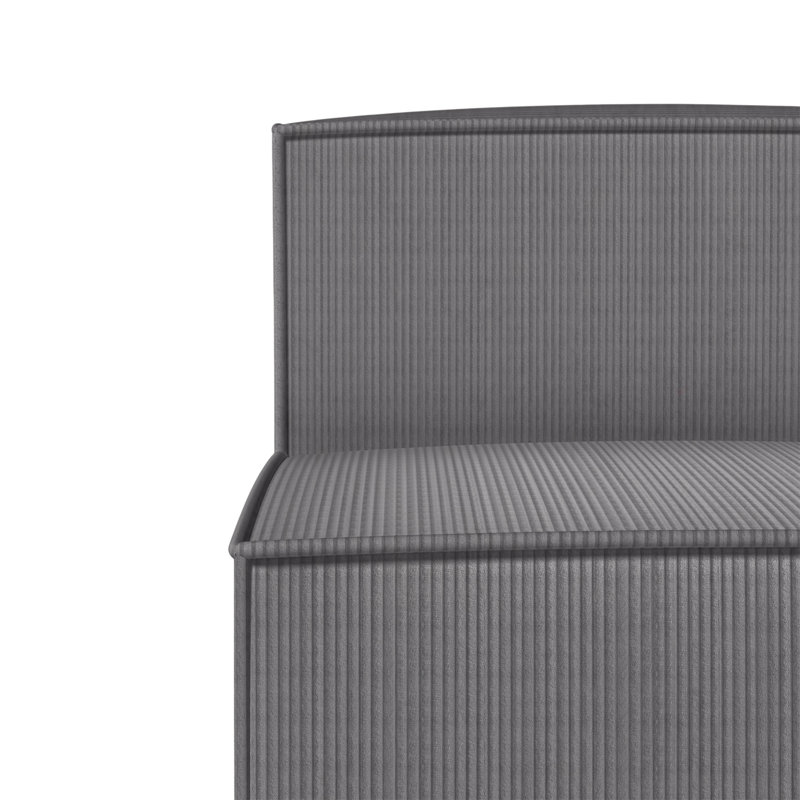 Hershberger-Canapé du milieu-Gris-3/5, Velours côtelé gris