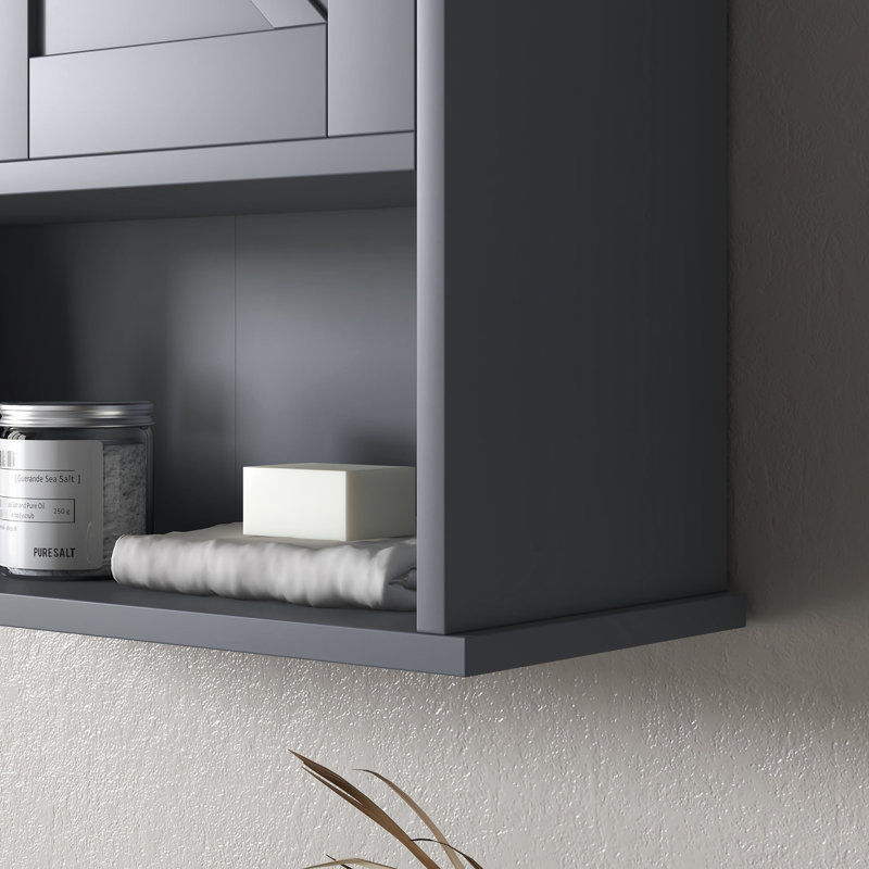 Bathroom Wall Cabinet Gray, With Aesthetic And Adjustable Shelving For Optimal Storage Mounted Design Open Shelf