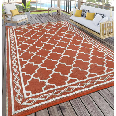 Outdoor Rug 6×9 Waterproof Plastic Straw Rug Vintage Trellis Outdoor Rug Easy-Cleaning Outdoor Area Rug Carpet Rv Mat Outdoor Patio Camping Rug for Picnic Backyard Deck Balcony Porch