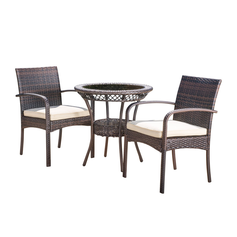 Emmeline 2 - Person Wicker Patio Dining Set with Round Table