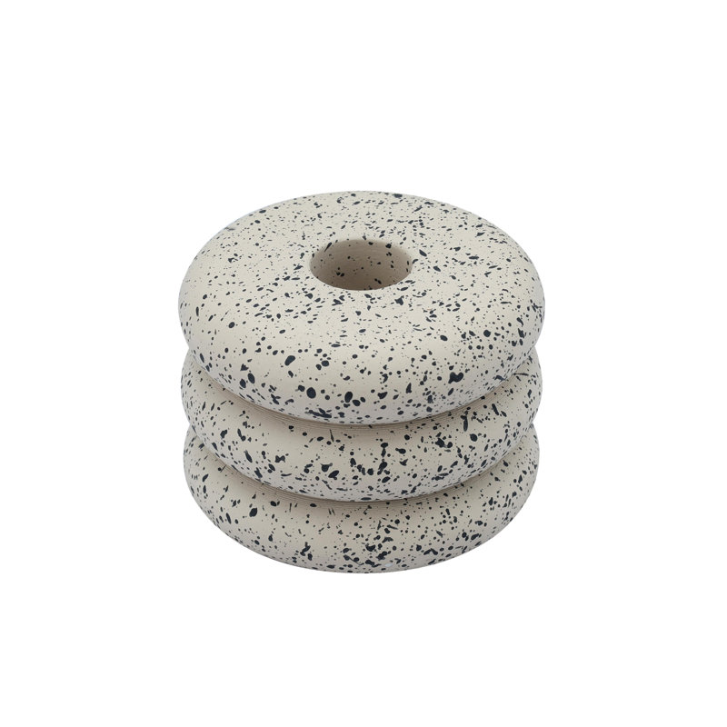 Gabby Speckled Cream Stacked Candleholder, Cream