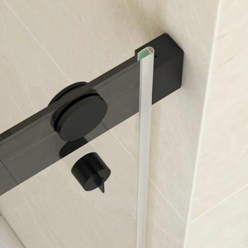 Porte de douche coulissante double sans cadre Gargy 69'-72'' L x 78'' H avec système de fermeture amortie double et verre trempé clair de 5/16'' (8 mm).