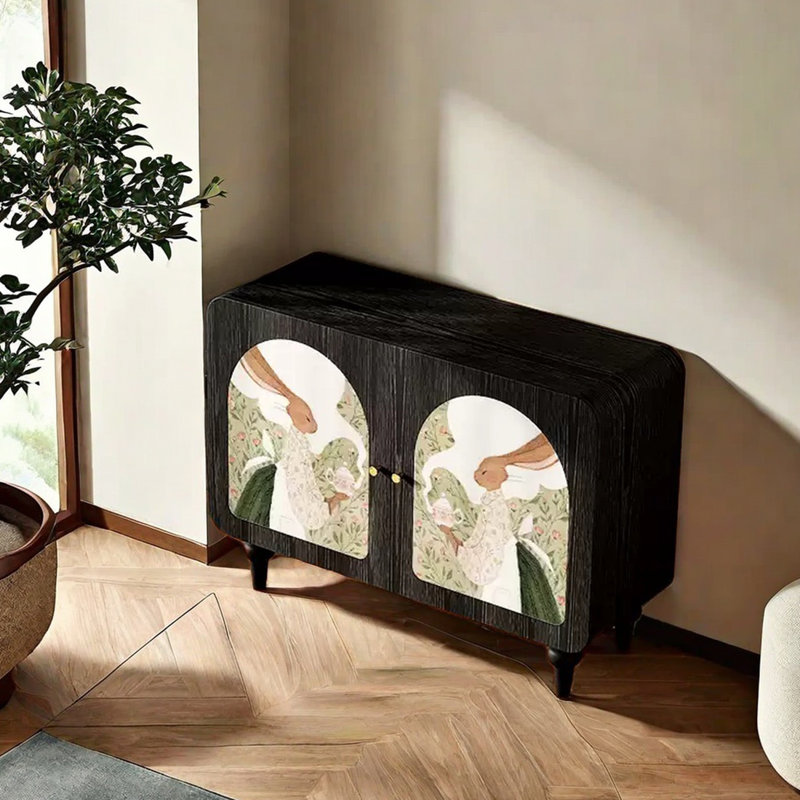 Armoire d'appoint polyvalente à motif animal moderne, Noir