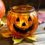Ensemble de 4 porte-bougies d'Halloween avec bougies votives et grimace en métal