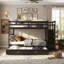  Lit superposé double avec escalier de rangement et lit gigogne simple pour la chambre à coucher - Espresso-1823733561