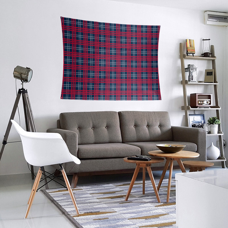 Tapisserie de luxe en microfibre New England, Bleu / argent / rouge, H 27,5 po x l 37,5 po