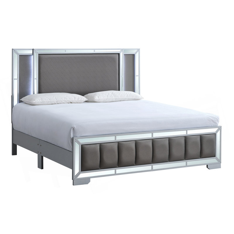 Grand lit Murry (matelas non inclus), argent