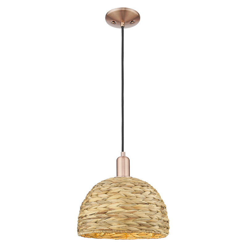 Arcadia - Alyxandrea - Mini-luminaire suspendu à cordon 1 lumière 12 po, H 11,58 po x l 12 po x P 12 po, Cuivre antique