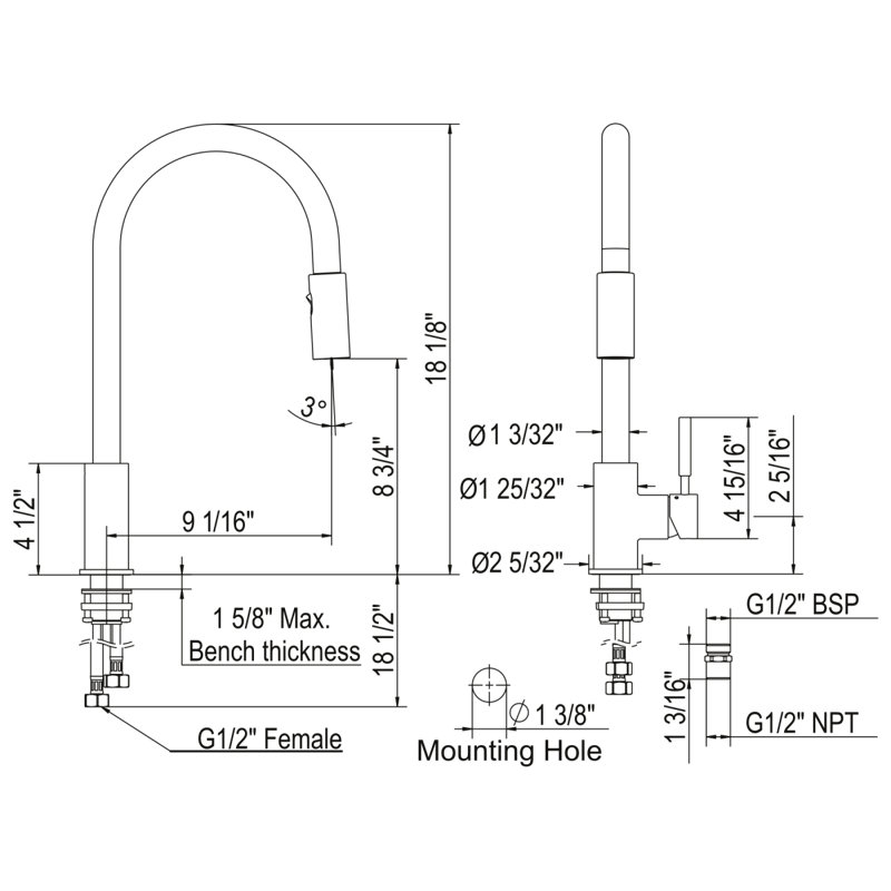 Lux Pull-Down Kitchen Faucet, Matte Black