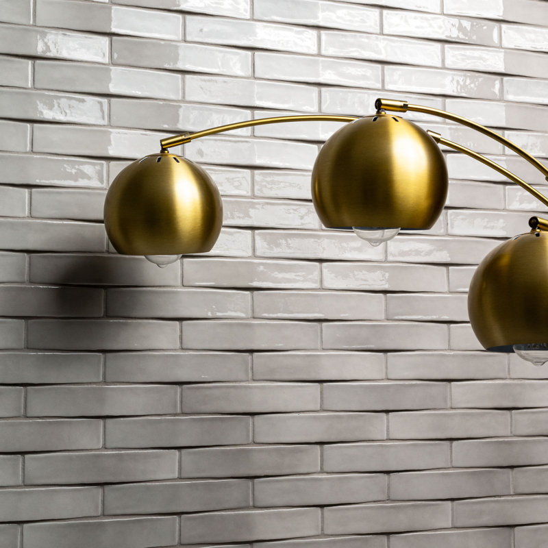 Crescentia Storm Gray 2 in. x 10 in. Glossy Ceramic 3D Wall Tile, Storm Gray