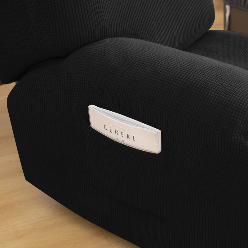 Housse pour fauteuil inclinable à coussins carrés/rectangulaires, Mélange de polyester noir