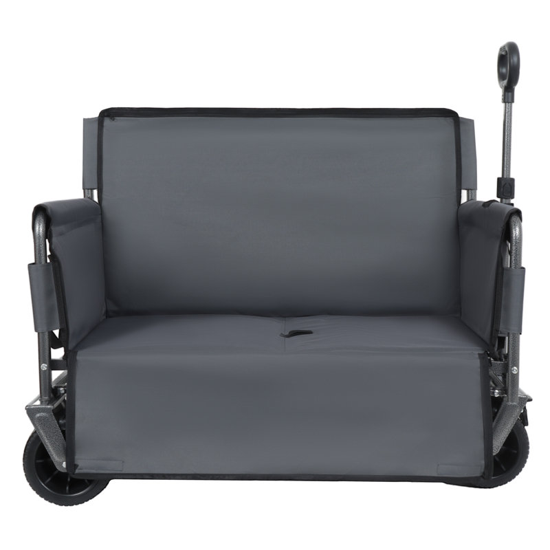 Chariot de chariot pliant convertible 3-en-1 avec banc - Chariot utilitaire robuste avec roues tout-terrain et rangement